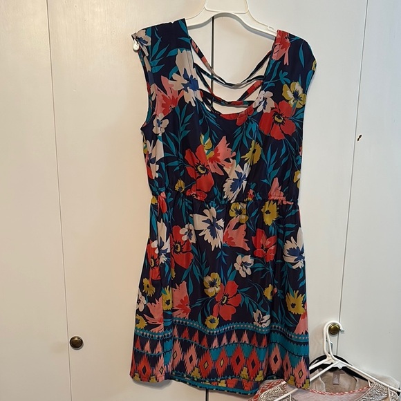 Xhilaration Blue and Orange Backless Ruffled Sundress - Picture 1 of 1